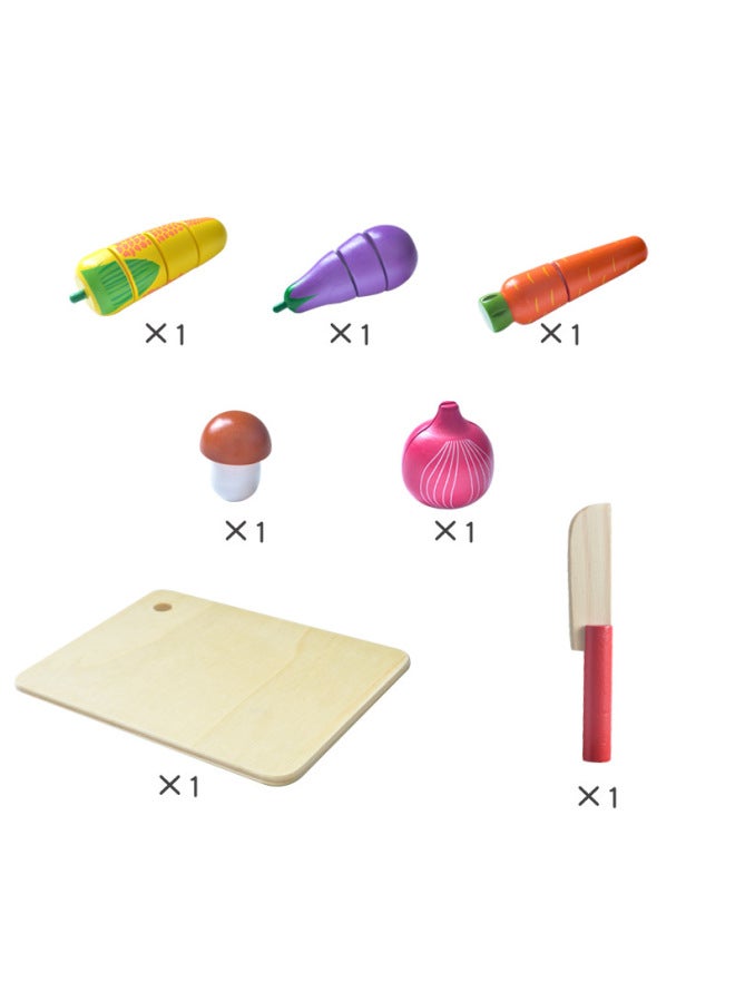 لعبة تقطيع الخضروات التعليمية الخشبية للأطفال، لعبة الوالدين والطفل من عمر 2-3 سنوات، هدية للعطلات في المطبخ - اللون: متعة قطع الخضروات - Image 3