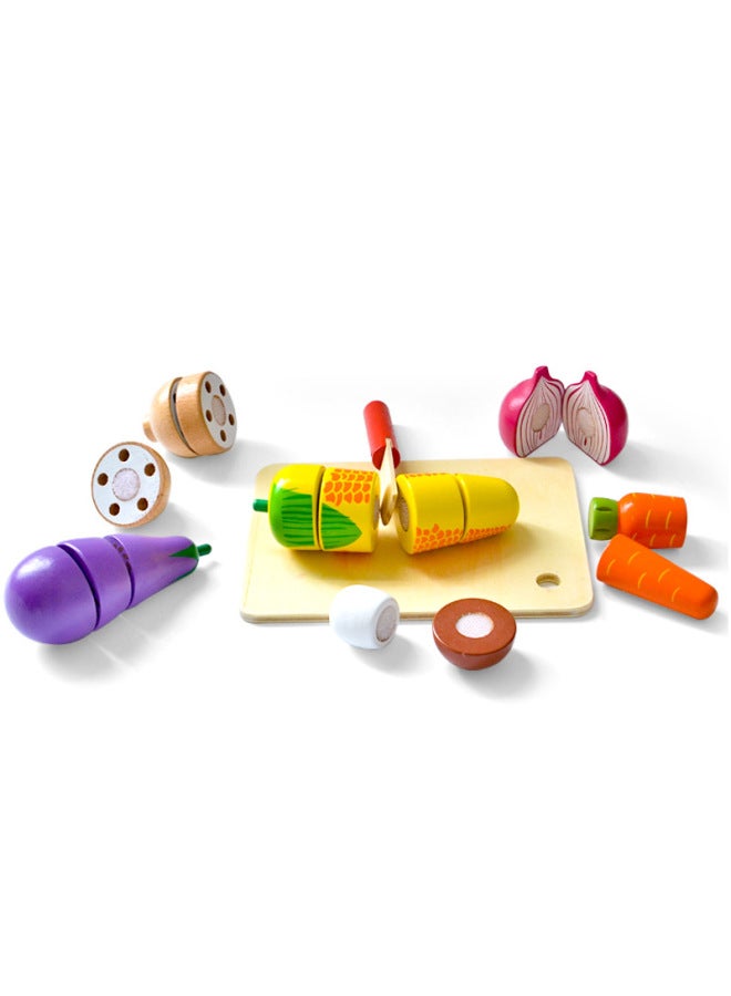 لعبة تقطيع الخضروات التعليمية الخشبية للأطفال، لعبة الوالدين والطفل من عمر 2-3 سنوات، هدية للعطلات في المطبخ - اللون: متعة قطع الخضروات - Image 1