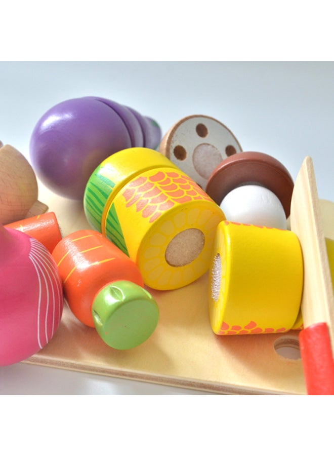 لعبة تقطيع الخضروات التعليمية الخشبية للأطفال، لعبة الوالدين والطفل من عمر 2-3 سنوات، هدية للعطلات في المطبخ - اللون: متعة قطع الخضروات - Image 2