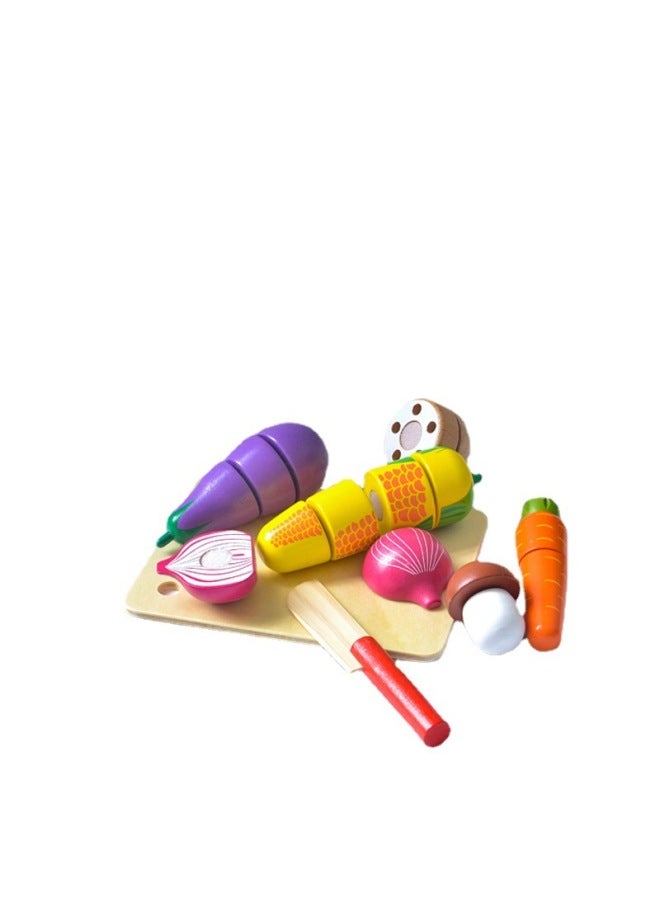لعبة تقطيع الخضروات التعليمية الخشبية للأطفال، لعبة الوالدين والطفل من عمر 2-3 سنوات، هدية للعطلات في المطبخ - اللون: متعة قطع الخضروات - Image 5