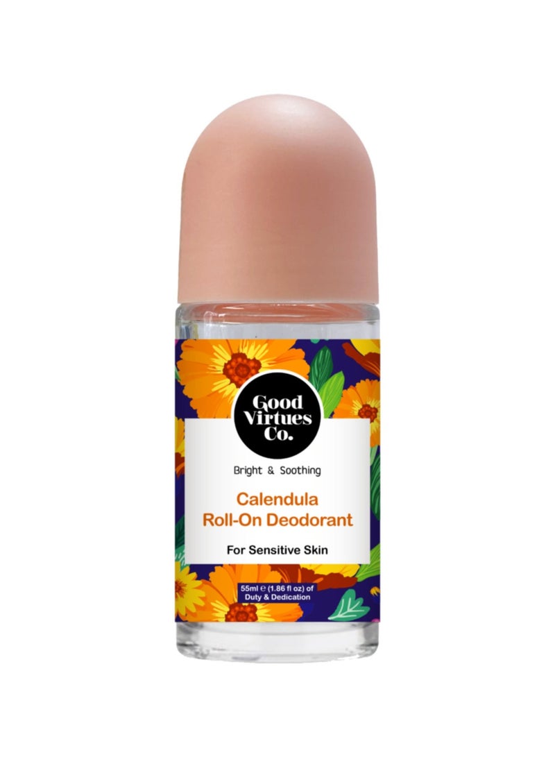 Good Virtues Co. 2 Piece Calendula Roll-On Deodorant Bright and Soothing for Sensitive Skin 55ML - Image 2