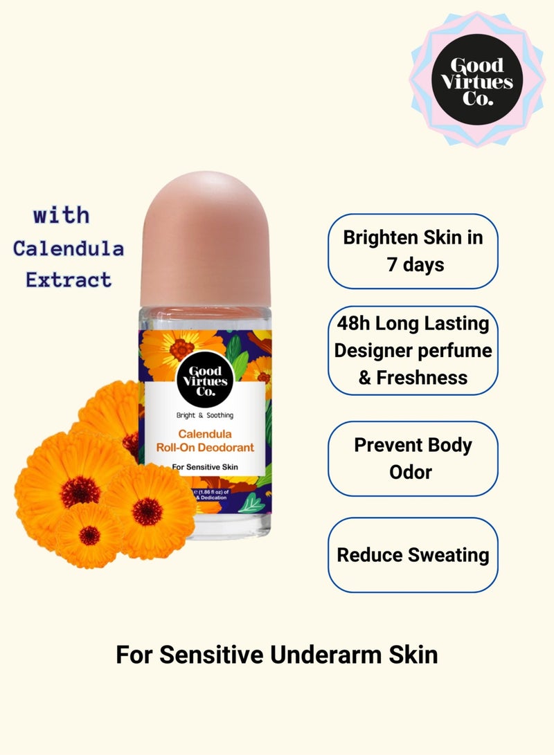 Good Virtues Co. 2 Piece Calendula Roll-On Deodorant Bright and Soothing for Sensitive Skin 55ML - Image 3