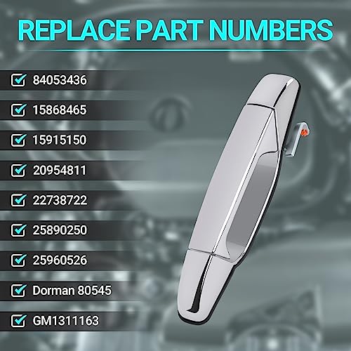 MNJWS Exterior Chrome Door Handle, Front Passenger Side, Compatible with 2007-2014 Chevy Silverado Suburban Tahoe GMC Sierra Yukon Cadillac Escalade, Replace 22738722 84053436 80545 - Image 3