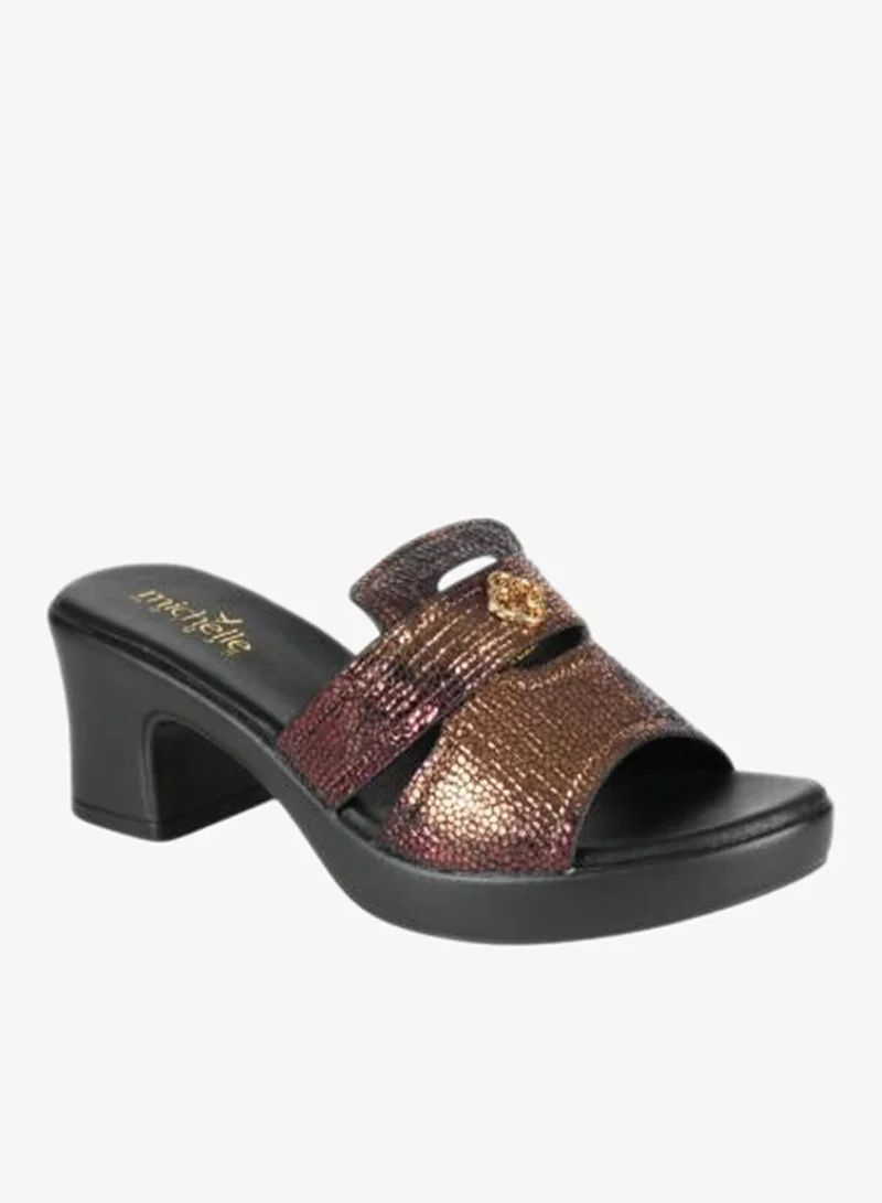 ميشيل مورجان صنادل ميشيل مورغان بكعب عريض للسيدات برونزي