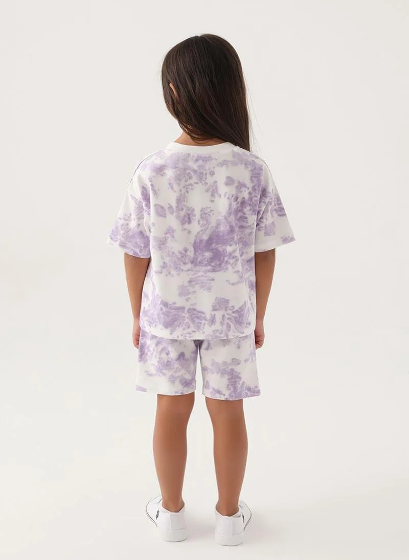 U.S. Polo Assn. U.S. Polo Assn. Girls Beige-Lavender Bermuda Set
