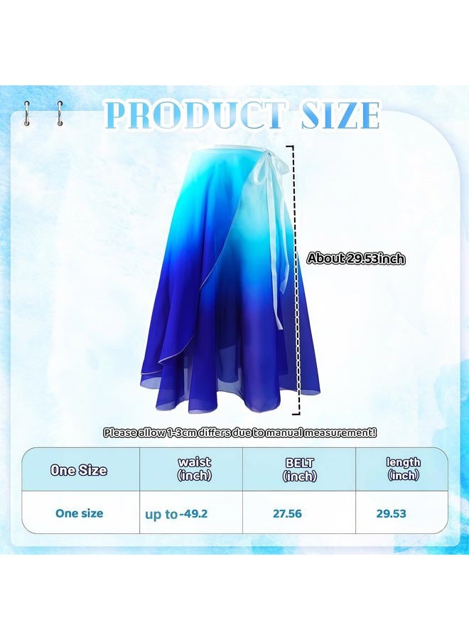Baisdan Ballet Skirts Women, Ballet Dance Skirt Girls, Flowy Long Wrap Skirt, Dance Skirts for Women and Girls, White Blue, 1 Pack, One size - Image 3
