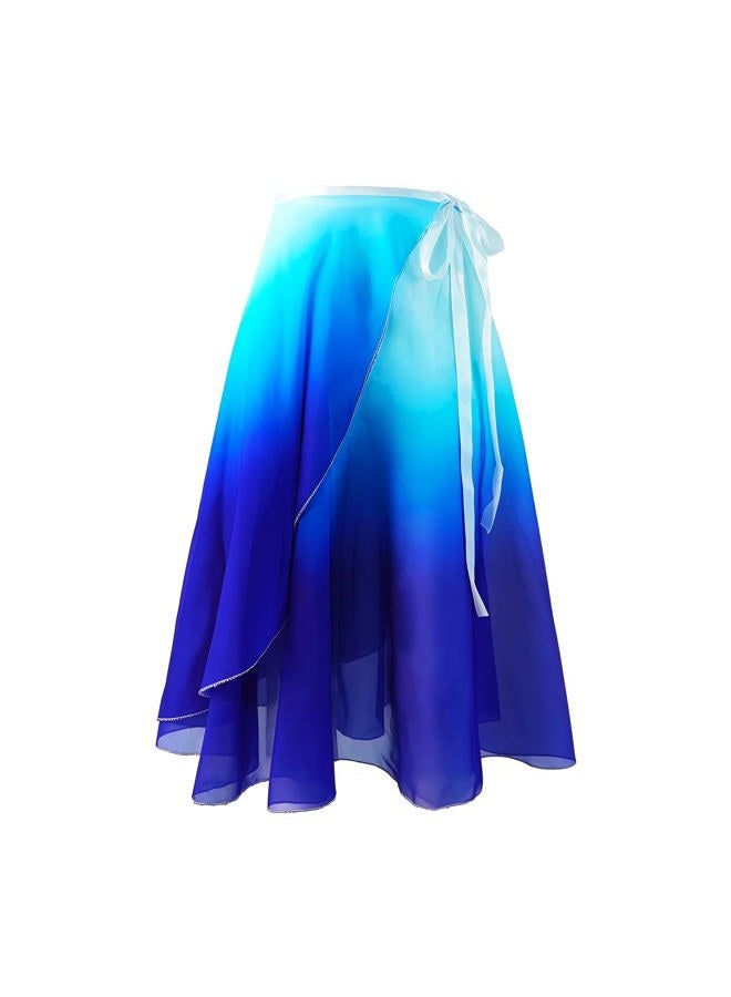 Baisdan Ballet Skirts Women, Ballet Dance Skirt Girls, Flowy Long Wrap Skirt, Dance Skirts for Women and Girls, White Blue, 1 Pack, One size - Image 1