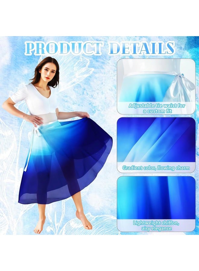 Baisdan Ballet Skirts Women, Ballet Dance Skirt Girls, Flowy Long Wrap Skirt, Dance Skirts for Women and Girls, White Blue, 1 Pack, One size - Image 4