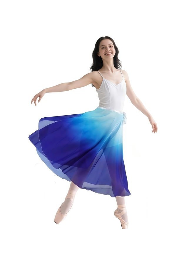 Baisdan Ballet Skirts Women, Ballet Dance Skirt Girls, Flowy Long Wrap Skirt, Dance Skirts for Women and Girls, White Blue, 1 Pack, One size - Image 2