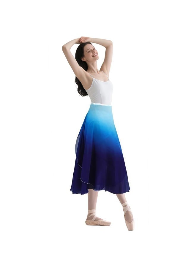 Baisdan Ballet Skirts Women, Ballet Dance Skirt Girls, Flowy Long Wrap Skirt, Dance Skirts for Women and Girls, White Blue, 1 Pack, One size - Image 5