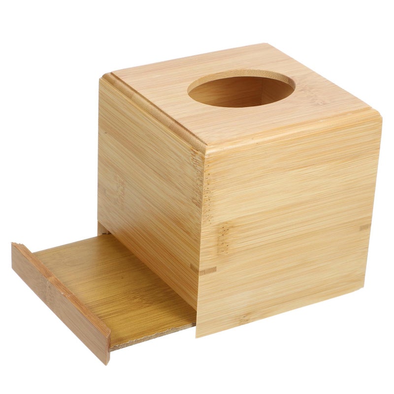 Bamboo Square Tissue Box Dispenser Decorative Storage Box Easy Clean - Image 2