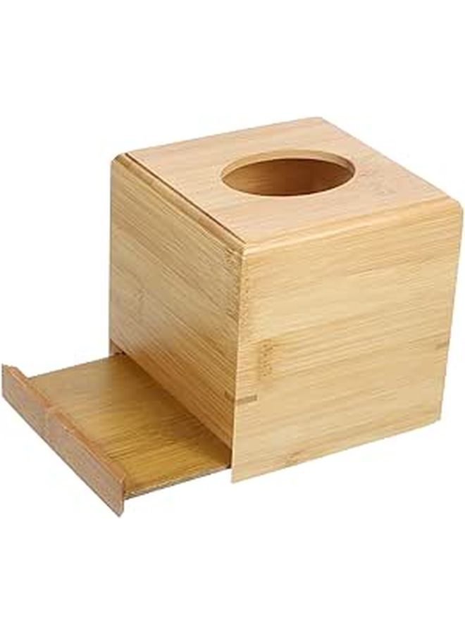 Bamboo Square Tissue Box Dispenser Decorative Storage Box Easy Clean - Image 1