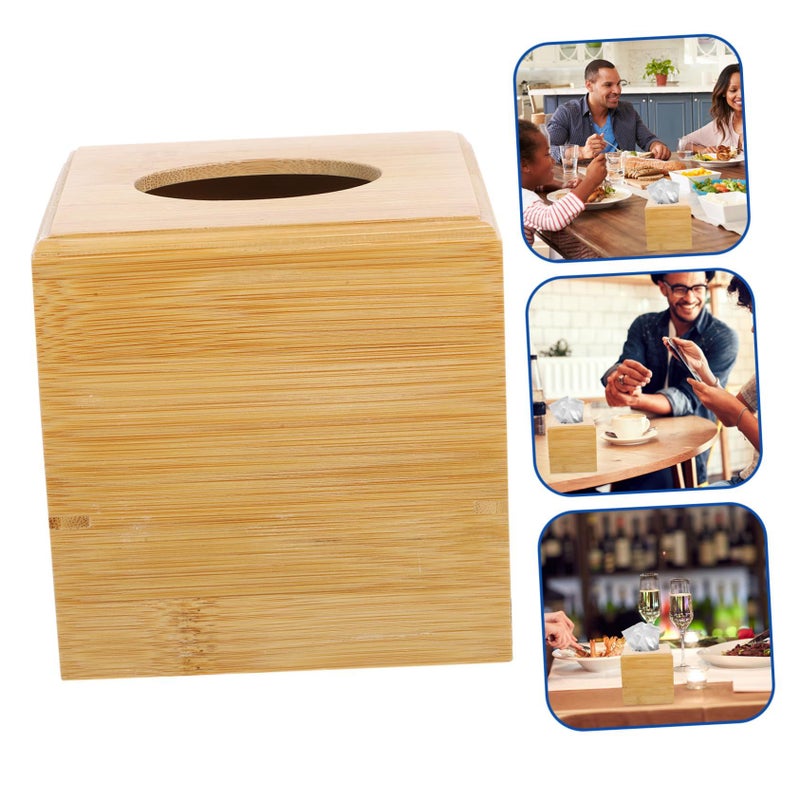 Bamboo Square Tissue Box Dispenser Decorative Storage Box Easy Clean - Image 4