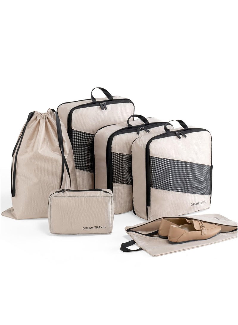 Excefore 6 Set Packing Cubes for Travel, Compression Packing Cubes for Suitcases, Lightweight Travel Luggage Packing Organizers With Toiletry Bag Shoe Bag For Travel Accessories - Image 1