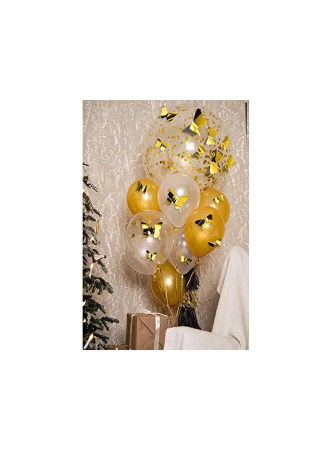 S-TOP 48 Pieces Butterfly Wall Decor DIY Mirror 3D Butterfly Stickers Removable Butterfly Decals for Home Nursery Classroom Bedroom Bathroom Living Room Decor (Gold) - Image 2