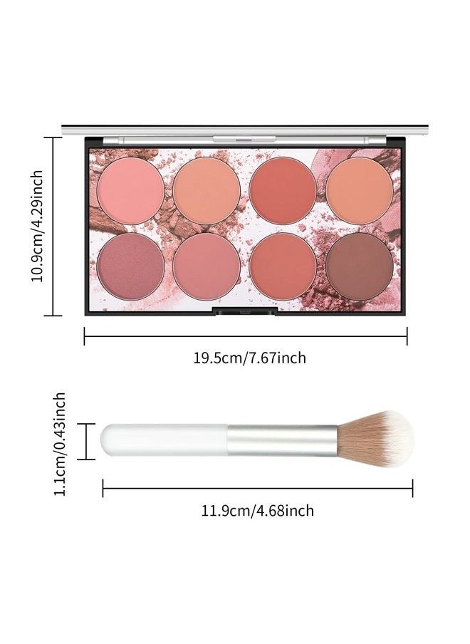 KYDA 8 Colors Face Blush Palette,Light Luxury Blush Palette Matte Blush Powder Bright Shimmer Face Blush,Contour and Highlight Blush Palette with Brush, by Ownest Beauty  - Image 3