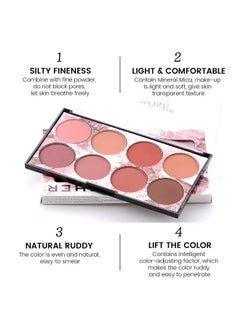KYDA 8 Colors Face Blush Palette,Light Luxury Blush Palette Matte Blush Powder Bright Shimmer Face Blush,Contour and Highlight Blush Palette with Brush, by Ownest Beauty  - Image 2