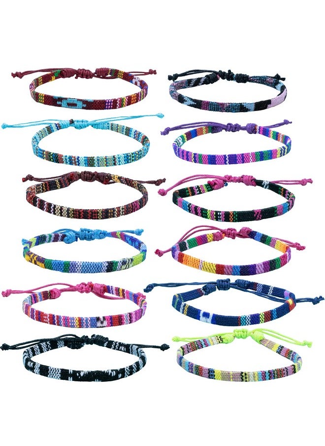 FROG SAC 12 Woven Bracelets For Teen Girls, Braided Friendship Bracelet Pack For Women And Men, Vsco Girl Boho Rope String Braid Jewelry (Set 3 Flat)  - Image 1