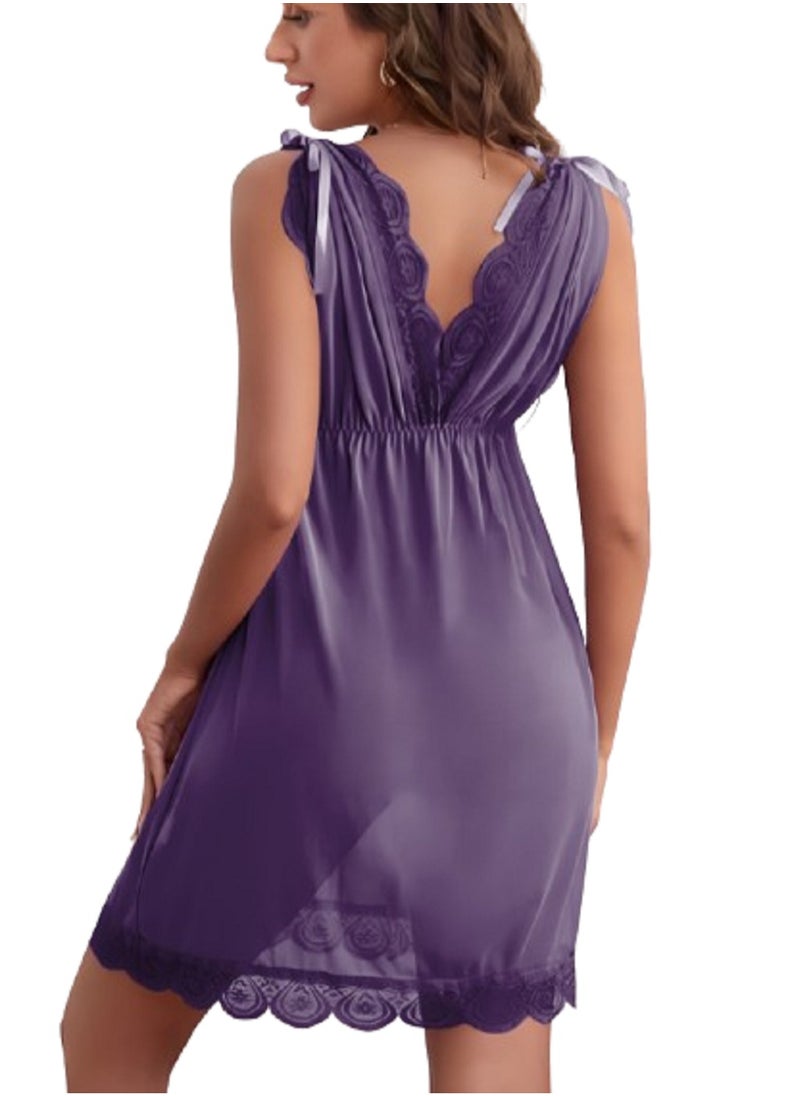 Ward MANIKAN Women's short cotton lingerie set. With short sleeves and an open chest decorated with a bow  - Image 2