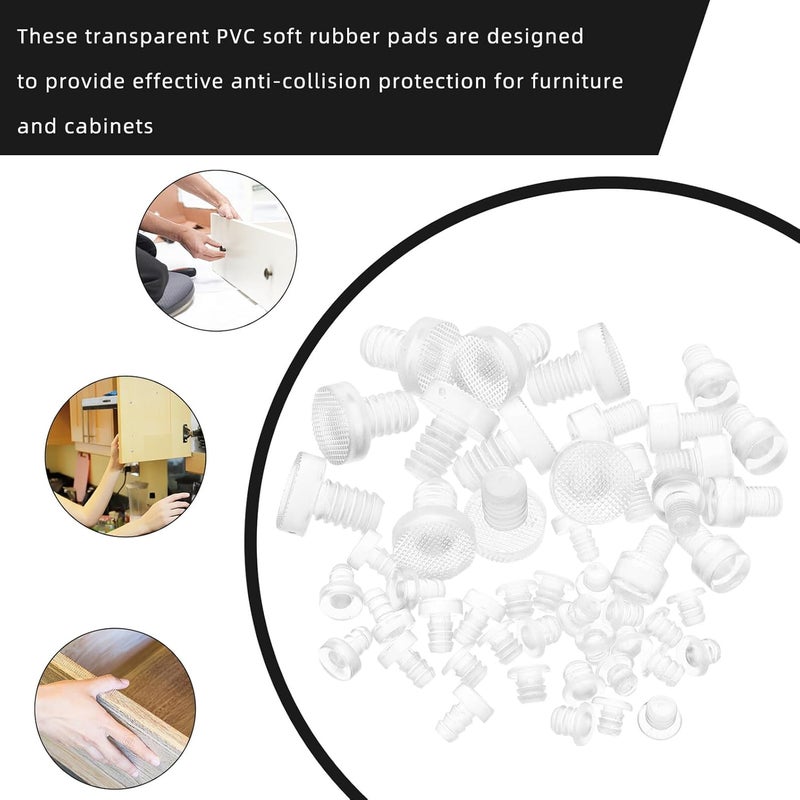 50pcs PVC Rubber Cabinet Door Bumpers Furniture Protector Pads Soft Non-Slip Cushions for Drawers Cabinets and Furniture Feet - Image 3