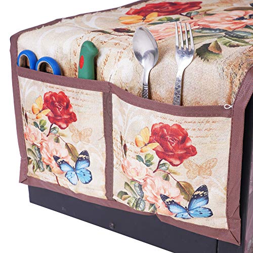 MW PRINTS Microwave Oven Top Cover With 4 Utility Pockets Attractive Digital Prints Dustproof(Flower) - Image 2