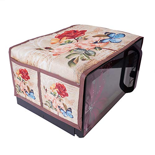 MW PRINTS Microwave Oven Top Cover With 4 Utility Pockets Attractive Digital Prints Dustproof(Flower) - Image 3