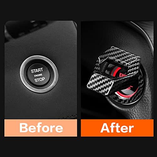 VARGTR Universal Engine Start/Stop Button Cover,Aluminum Alloy Car Power Control Trim,Push to Start Button Cover Key Protective Cover for Civic CRV XRV Challenger Charger CHR (Carbon Fiber) - Image 2