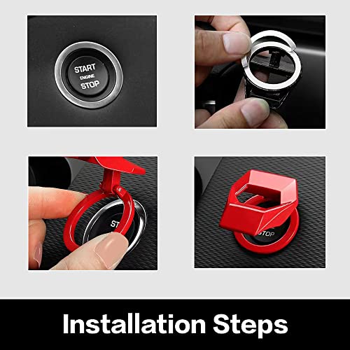 VARGTR Universal Engine Start/Stop Button Cover,Aluminum Alloy Car Power Control Trim,Push to Start Button Cover Key Protective Cover for Civic CRV XRV Challenger Charger CHR (Carbon Fiber) - Image 5