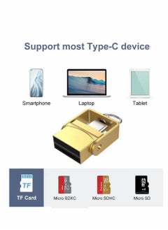 KASTWAVE Micro SD Card Reader, USB C TF Card Reader, USB C to Micro SD/TF Memory Card Reader OTG Adapter Compatible with MacBook, Laptops, Tablets, Android Phones, Gold  - Image 2