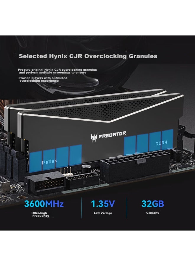 Predator Acer Predator 32gb Kit Ddr4 3600mhz Desktop Memory Module Pallas Series Black Hynix Cjr - Image 1