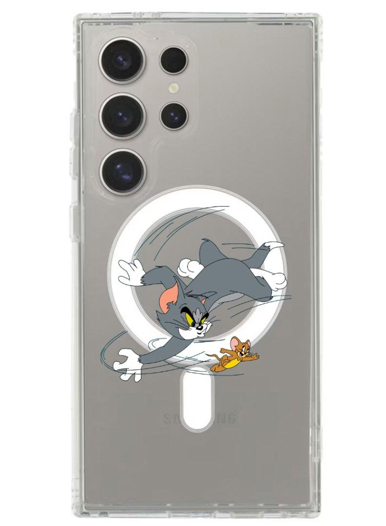 Theodor Magnetic Case for Samsung Galaxy S24 Ultra 6.8-inch Compatible with MagSafe Wireless Charging, Shockproof Phone Bumper Cover tom and jerry - Image 1