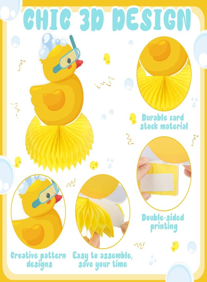 تيلينغ مجموعة زينة عيد ميلاد مكونة من 12 قطعة على شكل بطة مطاطية وردية اللون، بتصميم خلية نحل، مثالية لحفلات أعياد ميلاد البنات وحفلات استقبال المولود الجديد، بالإضافة إلى دعائم جلسات التصوير. - Image 4