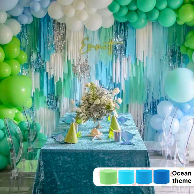 PartyWoo Crepe Paper Streamers 6 Rolls 492 ft Pack of Blue Pastel Blue Green and Lime Crepe Paper for Graduation Wedding Baby Shower Gender Reveal Birthday Party Decorations (1.8 Inch x 82 Ft/Roll) - Image 2