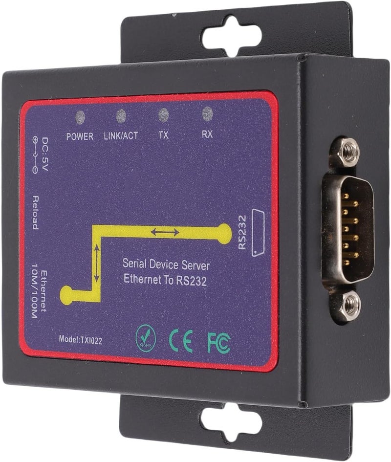 Dpofirs Industrial Serial Server, 232 to Ethernet Converter with ESD Protection and IP Protocol, for RTU Data Transmission and 7 8 10 Systems (US Plug) - Image 5