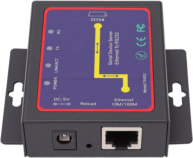 Dpofirs Industrial Serial Server, 232 to Ethernet Converter with ESD Protection and IP Protocol, for RTU Data Transmission and 7 8 10 Systems (US Plug) - Image 4