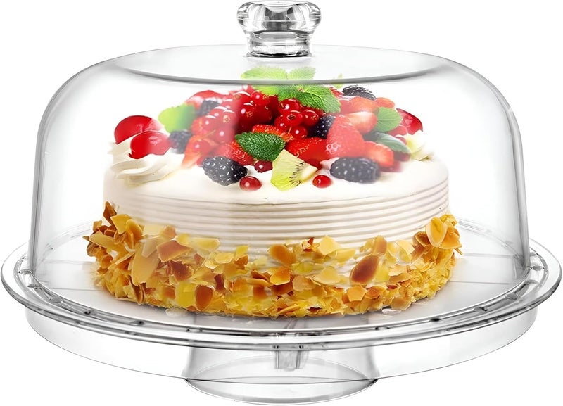 Multifunctional Acrylic Cake Stand with Lid Transparent Serving Plate for Cake Dessert - Image 2