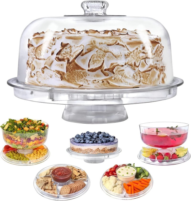 Multifunctional Acrylic Cake Stand with Lid Transparent Serving Plate for Cake Dessert - Image 1