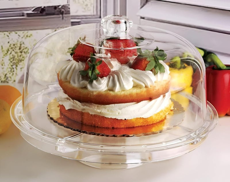 Multifunctional Acrylic Cake Stand with Lid Transparent Serving Plate for Cake Dessert - Image 3