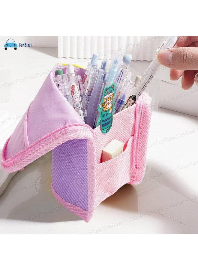 فنبلاست حافظة أقلام رصاص من فن بلاست، حقيبة أقلام رصاص أنيقة للبنات والأولاد - أدوات مكتبية كورية منبثقة، صندوق منظم مستحضرات تجميل، حقائب أقلام رصاص للأولاد والبنات والأطفال والنساء وطلاب المدارس (وردي) - Image 5