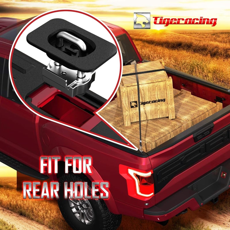 Tigeracing Tie Down Anchors Retractable Truck Bed Top Side D Ring Compatible with 2015-2025 F150 / 2017-2025 F250 F350 Super Duty / 2017-2025 Raptor - 3000 LBS Capacity of 2 - Image 4