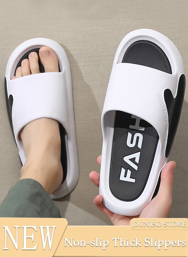 DUNISO Men's Slipper Thick Sole Non-Slip Bath Slippers Open Toe Shower Slippers House Bedroom Slippers Flat Slipper for Spa Bath Pool Gym House Sandals for Indoor & Outdoor - Image 1