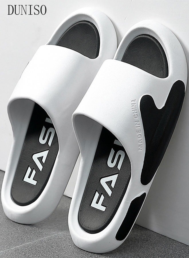 DUNISO Men's Slipper Thick Sole Non-Slip Bath Slippers Open Toe Shower Slippers House Bedroom Slippers Flat Slipper for Spa Bath Pool Gym House Sandals for Indoor & Outdoor - Image 4