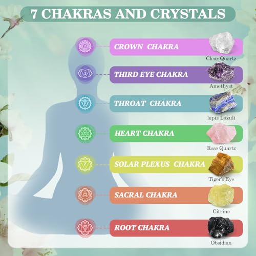TATOODAA Crystals and Healing Stones, 21 Pcs Healing Crystals Set, 7 Chakra Crystal Stones Set Real Natural Raw Selenite Pyramid Reiki Energy Meditation Chakra Kit with Wooden Box, Crystal Gifts Set for Women - Image 3