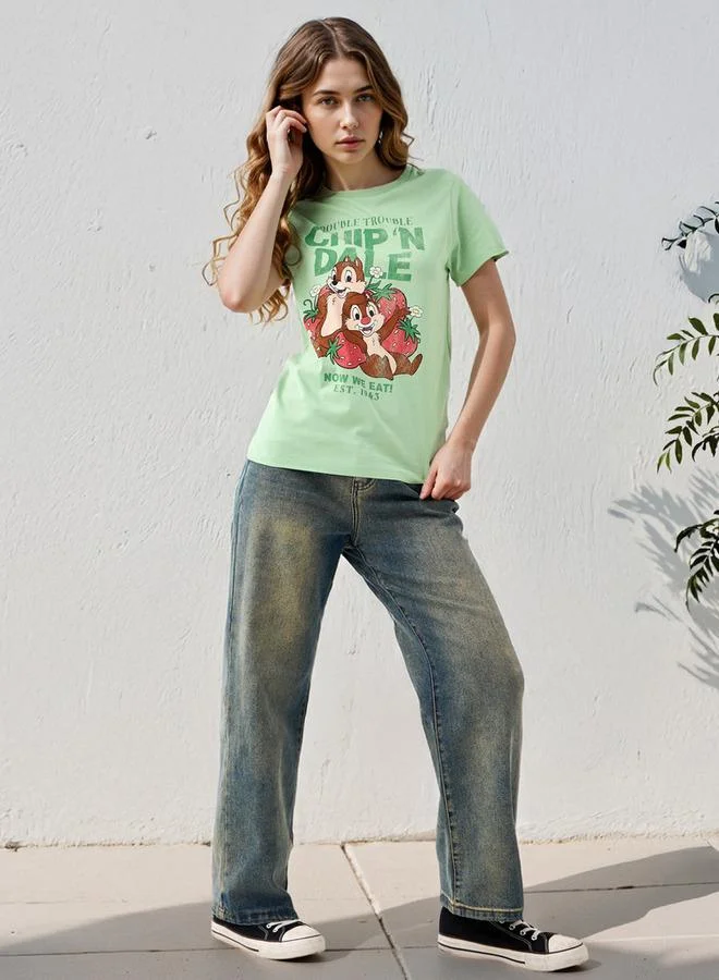 SP Characters Chip N Dale Print Crew Neck T-shirt