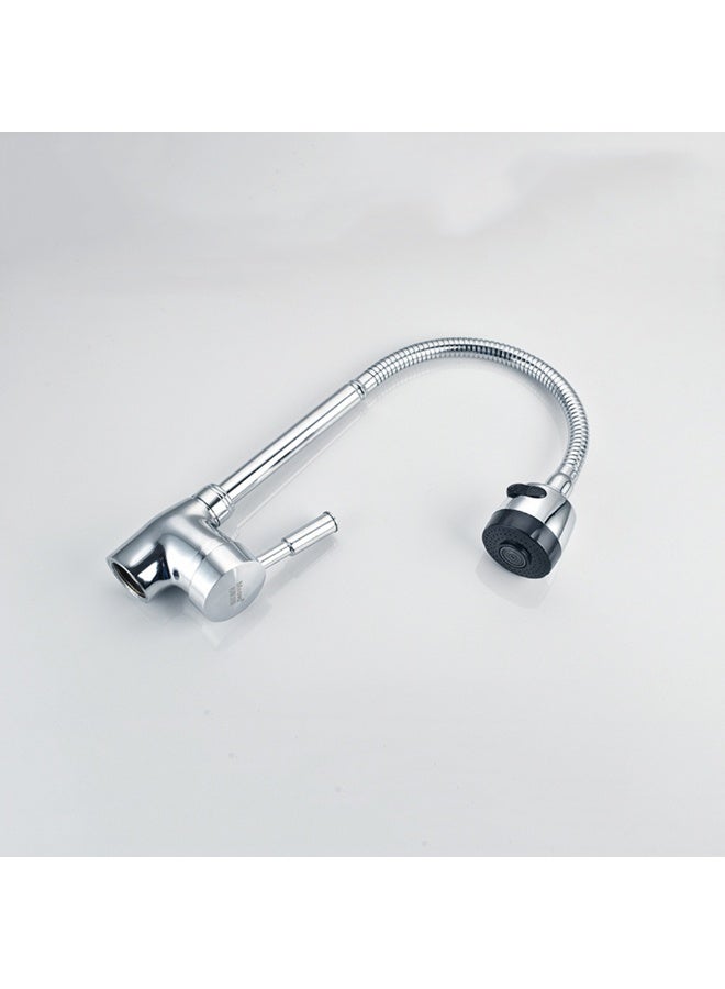 Kitchen High Arc Single Handle Classic Stainless Steel Sink Faucet with Pull Down Sprayer Flexible Kitchen Faucet - Image 2