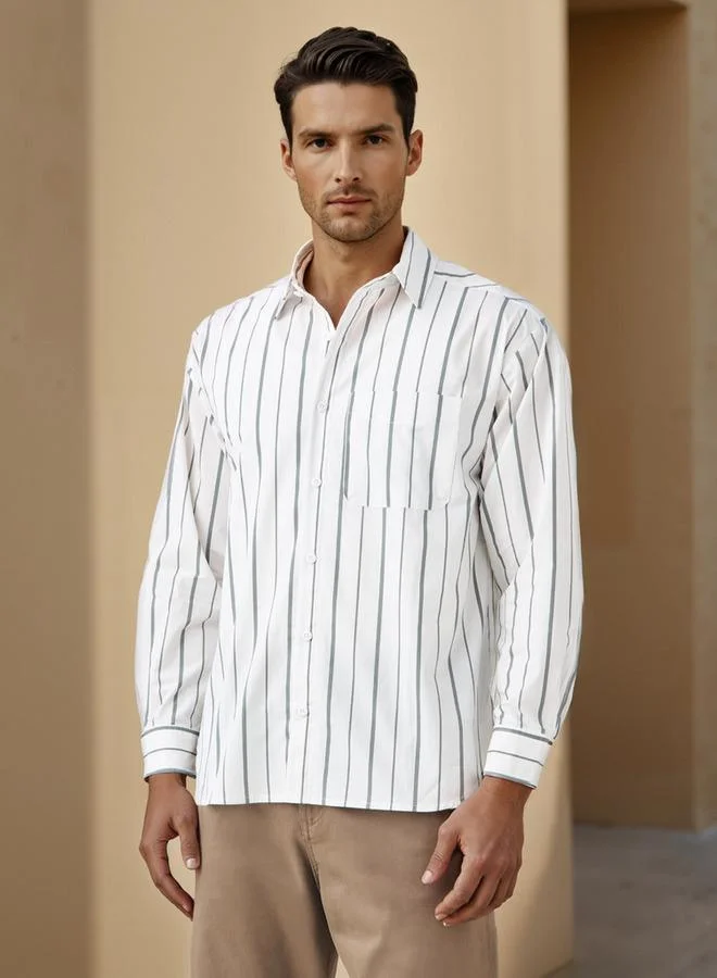 Iconic Striped Shirt with Pocket and Button Closure