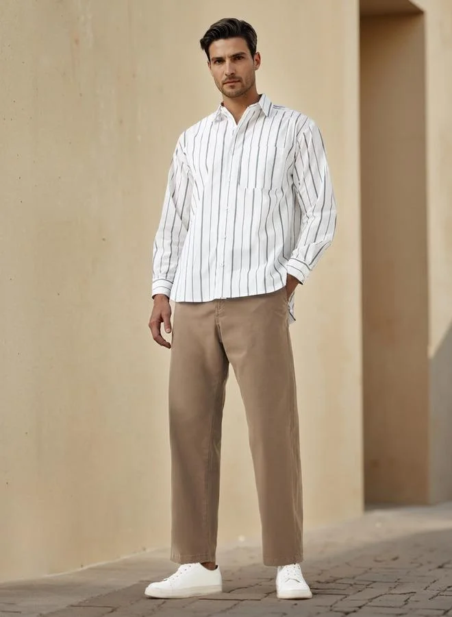 Iconic Iconic Striped Shirt with Pocket and Button Closure