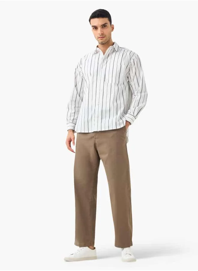 Iconic Iconic Striped Shirt with Pocket and Button Closure