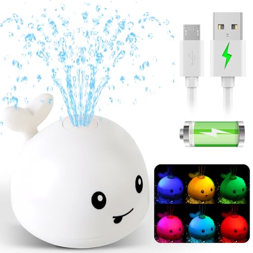 GIGILLI Baby Bath Toys for Kids Ages 13 Easter Basket Stuffers for Baby 1 2 3 Year Boy Girl Whale Bath Toy Sprinkler Light up Bath Toys for Babies 612 Months Toddlers Bathtub Toys Baby Birthday Gifts - Image 1