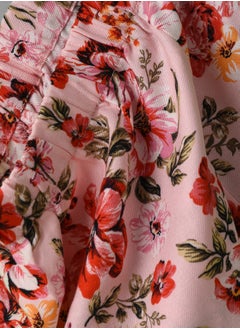 Jelliene Girls Pink Floral Ruffle Hem Skirt  - Image 3